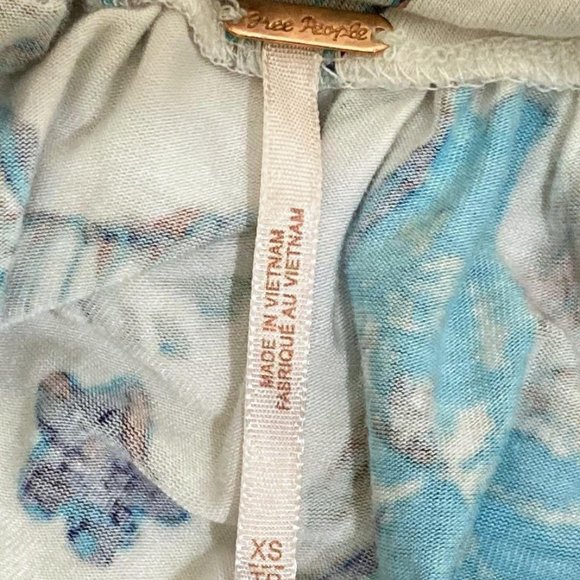 Free People XS Baja Babe Cold Shoulder Open Back Tie Floral Top - Picture 5 of 7